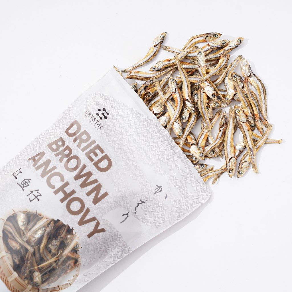 Dried brown anchovy opened